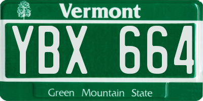 VT license plate YBX664