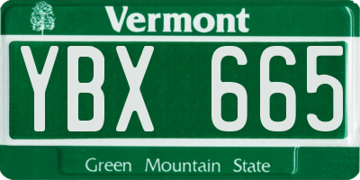 VT license plate YBX665