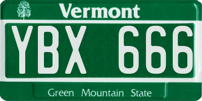 VT license plate YBX666