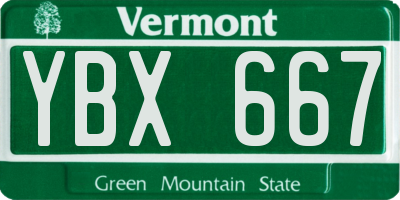 VT license plate YBX667