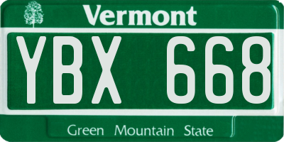 VT license plate YBX668