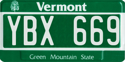 VT license plate YBX669
