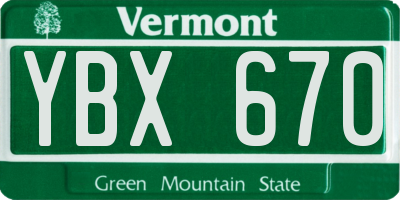 VT license plate YBX670