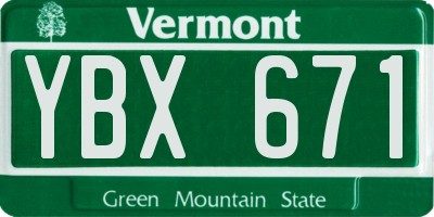 VT license plate YBX671
