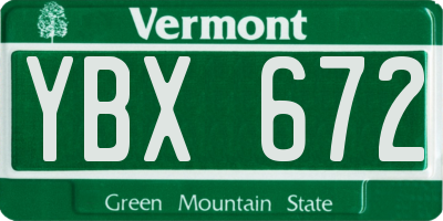 VT license plate YBX672