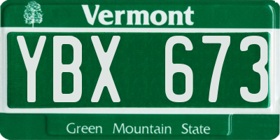 VT license plate YBX673