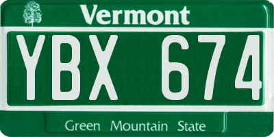 VT license plate YBX674