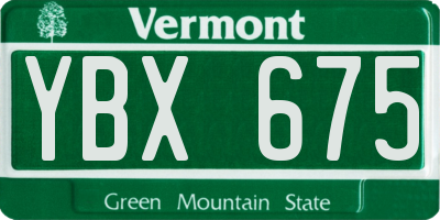 VT license plate YBX675