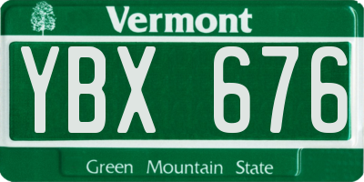 VT license plate YBX676