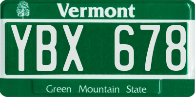 VT license plate YBX678