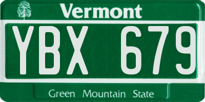 VT license plate YBX679