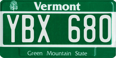 VT license plate YBX680