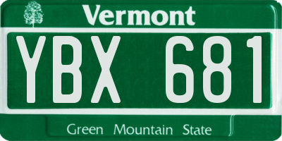 VT license plate YBX681