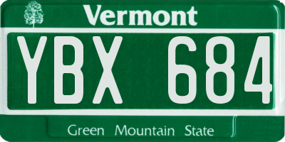 VT license plate YBX684