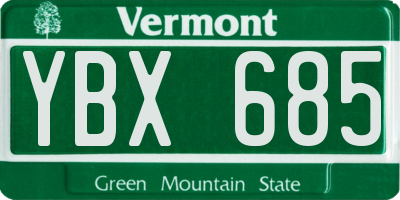 VT license plate YBX685