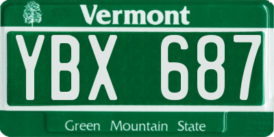 VT license plate YBX687
