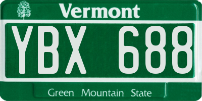 VT license plate YBX688