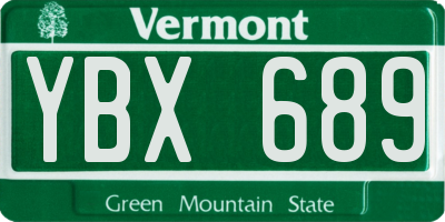 VT license plate YBX689