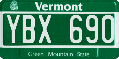 VT license plate YBX690