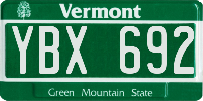 VT license plate YBX692