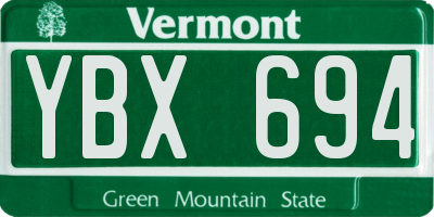 VT license plate YBX694