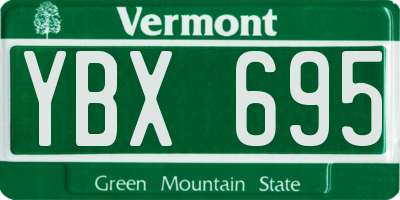 VT license plate YBX695