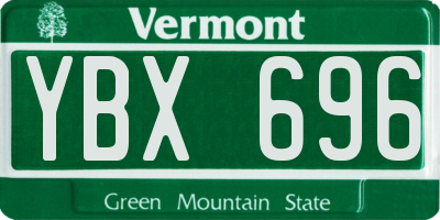 VT license plate YBX696