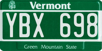 VT license plate YBX698