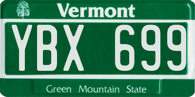 VT license plate YBX699