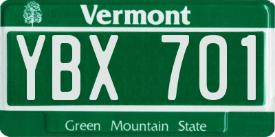 VT license plate YBX701
