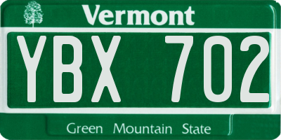 VT license plate YBX702