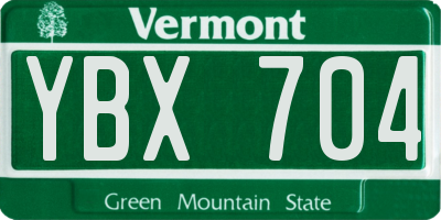 VT license plate YBX704