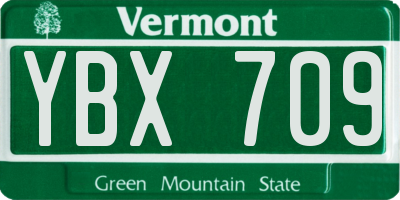 VT license plate YBX709