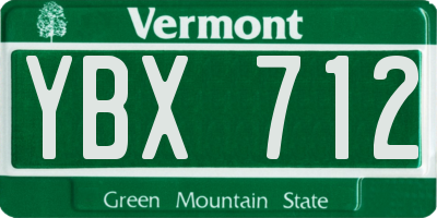 VT license plate YBX712