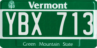 VT license plate YBX713