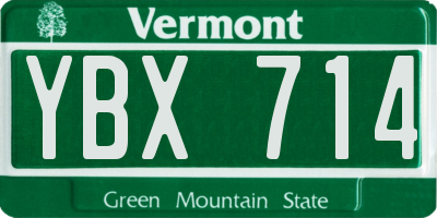 VT license plate YBX714