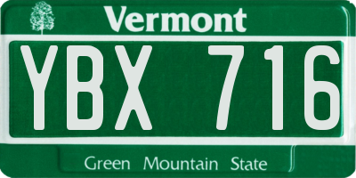 VT license plate YBX716