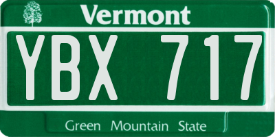 VT license plate YBX717