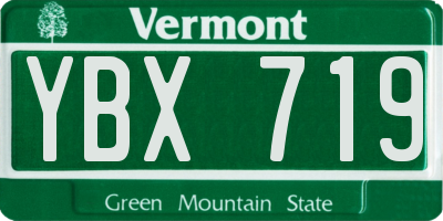 VT license plate YBX719