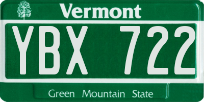 VT license plate YBX722