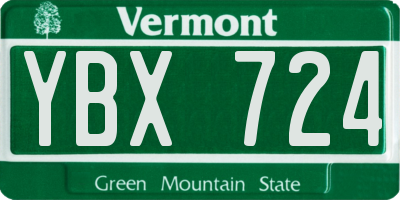 VT license plate YBX724