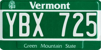 VT license plate YBX725