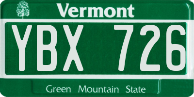 VT license plate YBX726