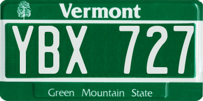 VT license plate YBX727