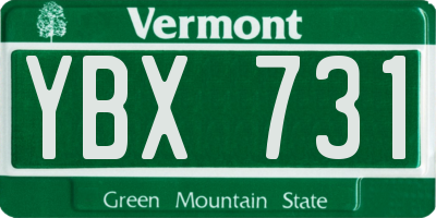 VT license plate YBX731