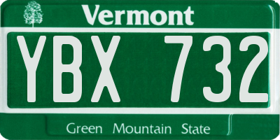 VT license plate YBX732
