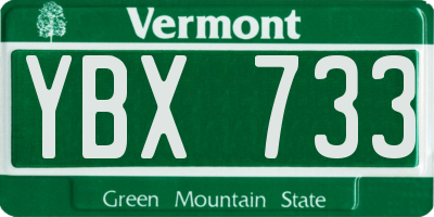 VT license plate YBX733