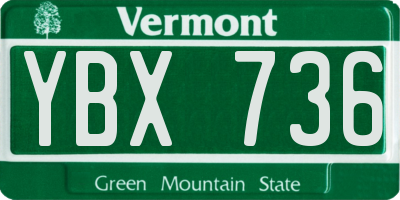 VT license plate YBX736