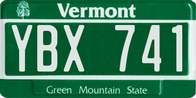 VT license plate YBX741