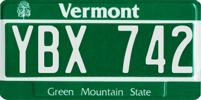 VT license plate YBX742